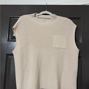 Cream Sleeveless Knit Sweater Vest